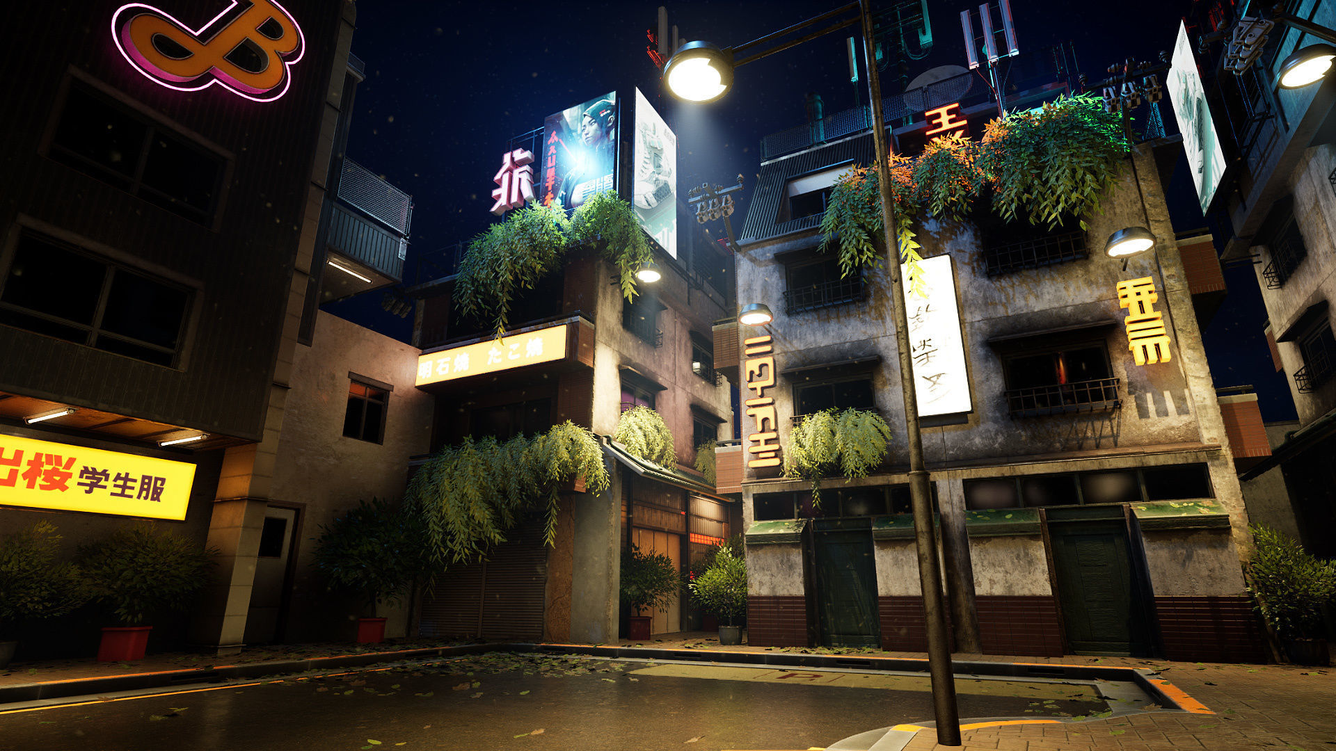 Cyberpunk District Low-poly 3D model_12