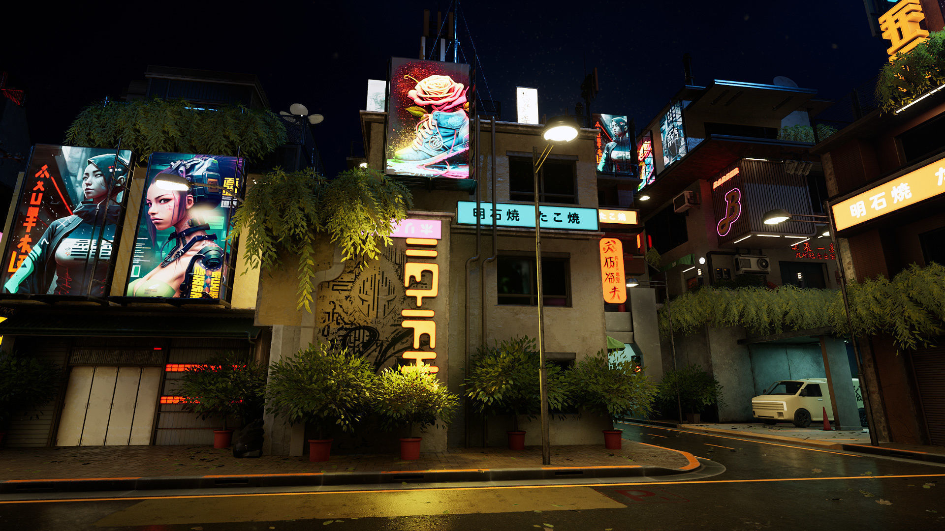 Cyberpunk District Low-poly 3D model_15