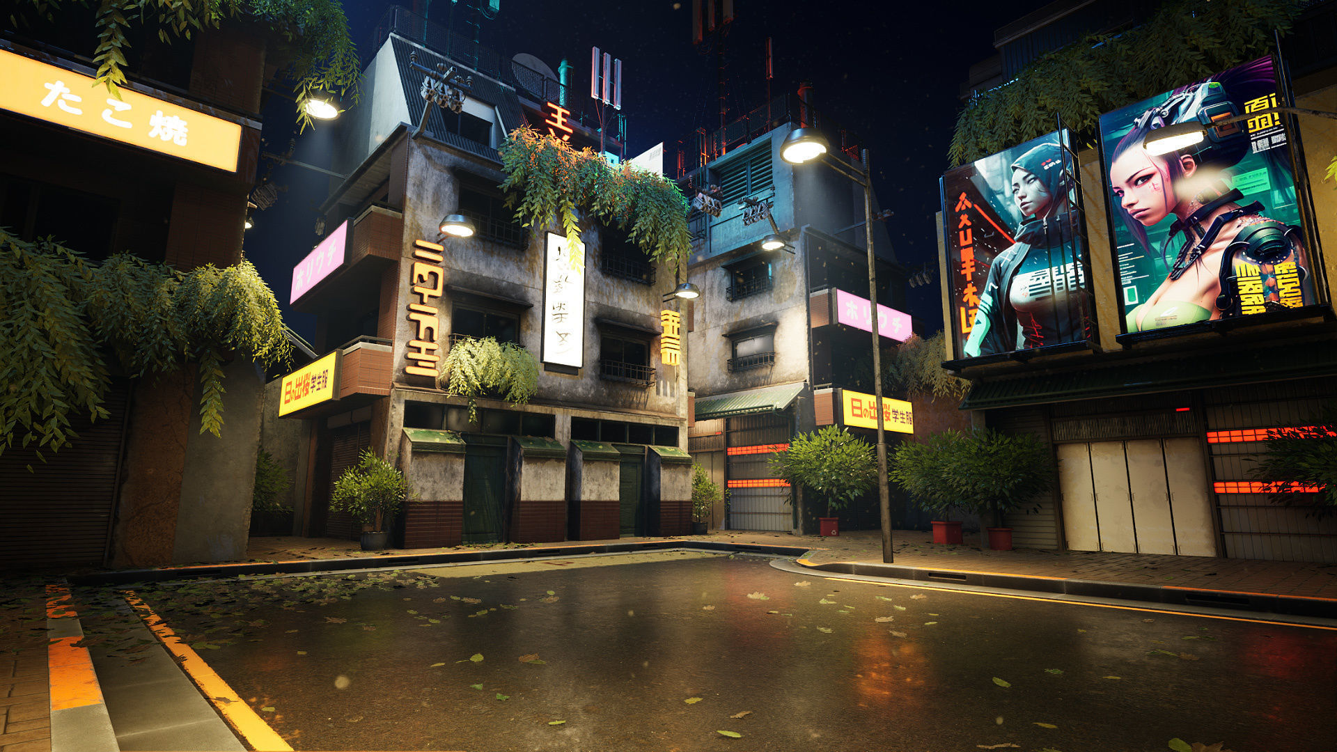 Cyberpunk District Low-poly 3D model_11