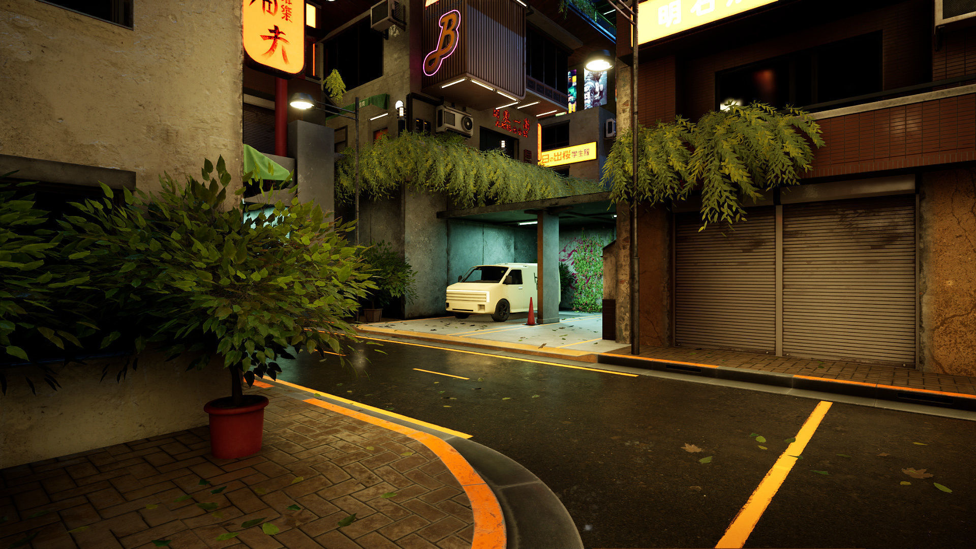 Cyberpunk District Low-poly 3D model_10