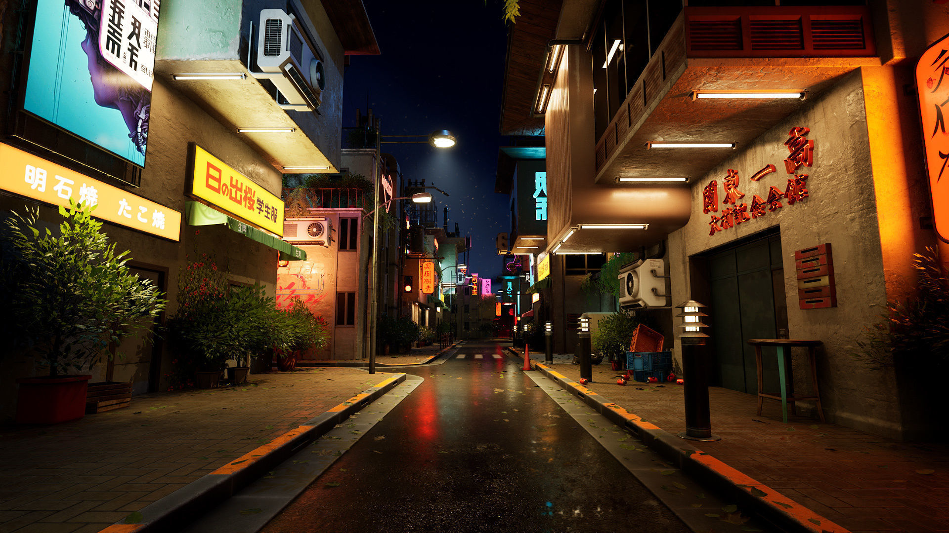 Cyberpunk District Low-poly 3D model_6