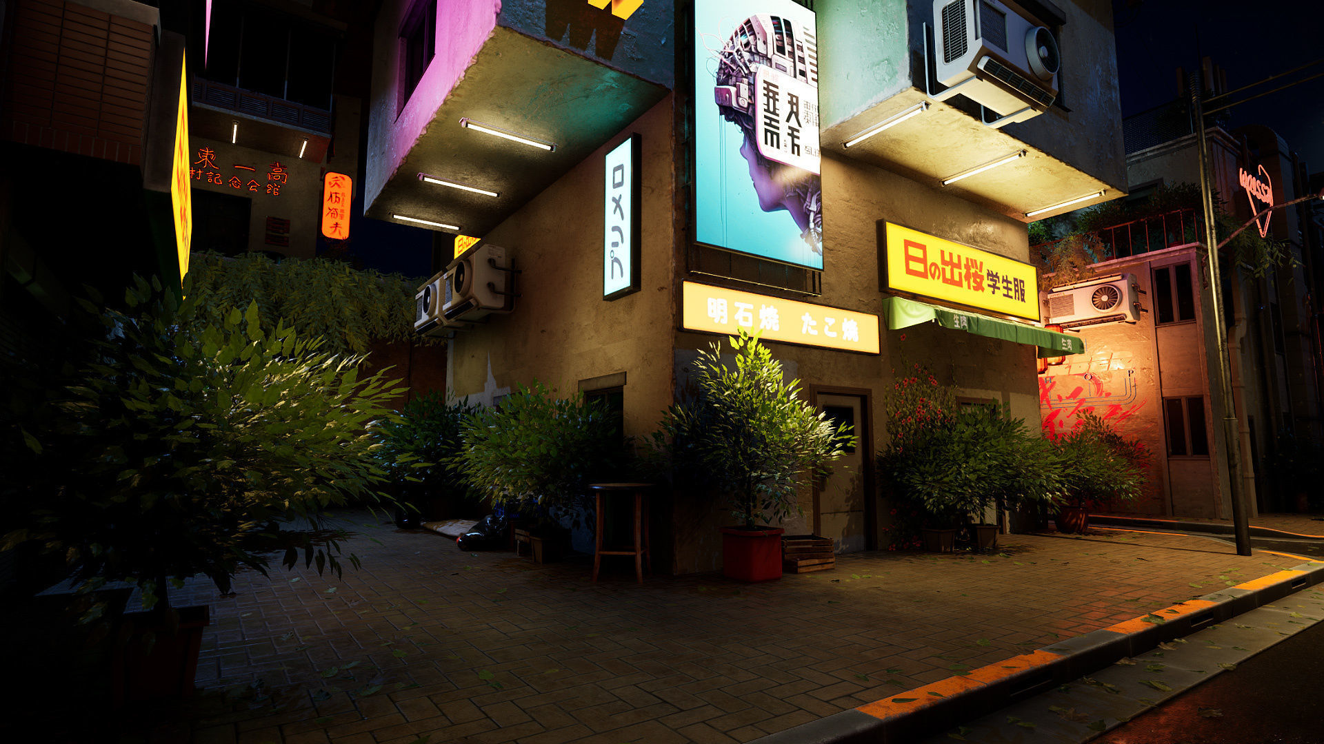 Cyberpunk District Low-poly 3D model_7