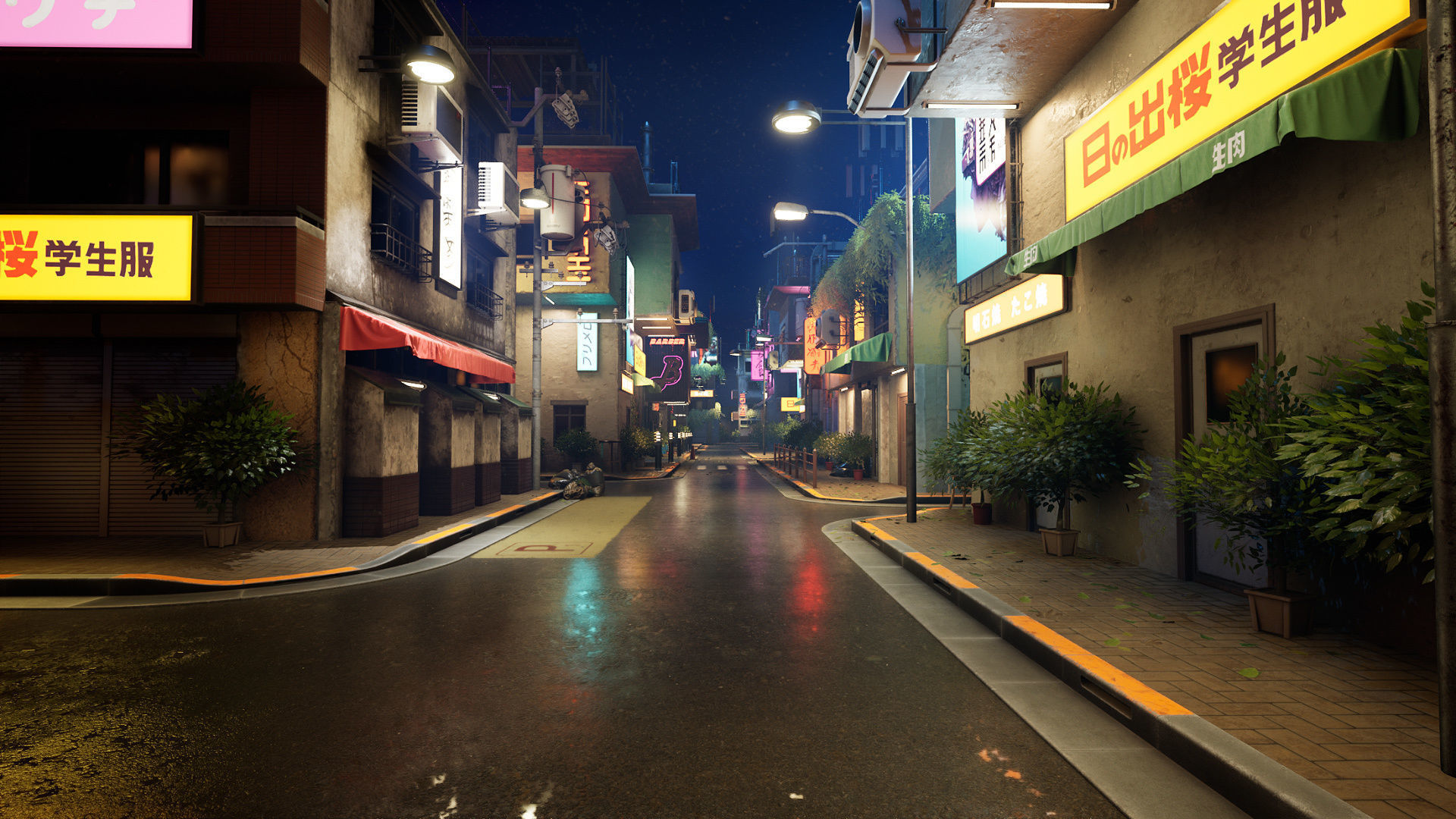 Cyberpunk District Low-poly 3D model_1