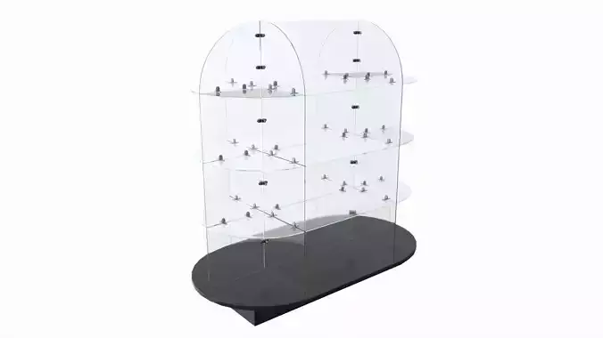 Store oval glass double sided display shelf 3D model