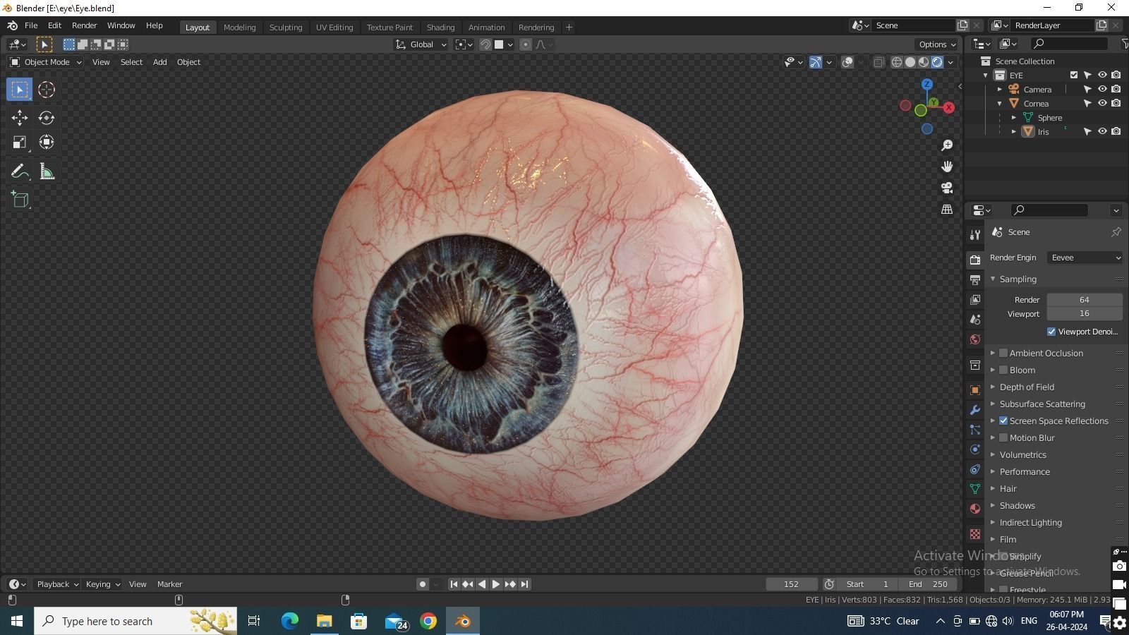 Human eye Photorealistic Low-poly 3D model Low-poly 3D model_27