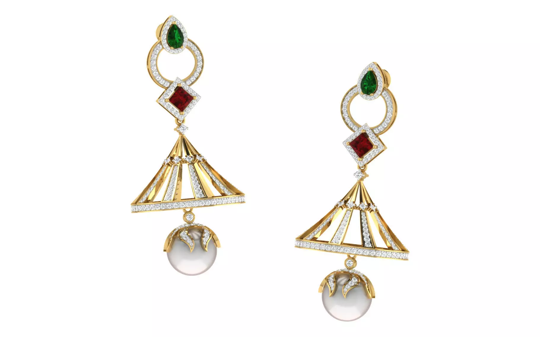 Yellow gold diamond earring-EZ ER-13 3D print model