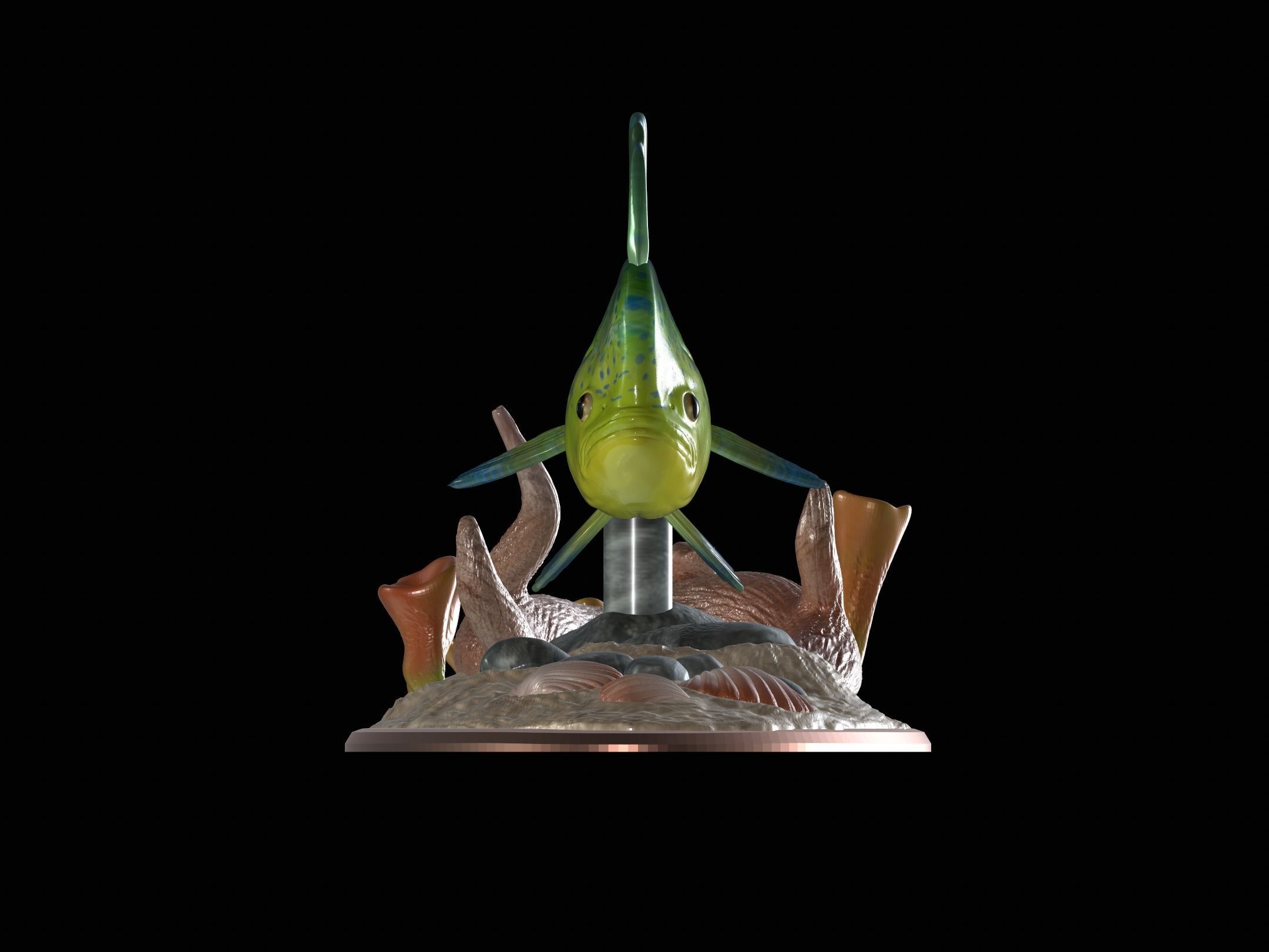 MAHI MAHI UNDERWATER STATUE DETAILED TEXTURE FOR 3D PRINTING 3D print model_3