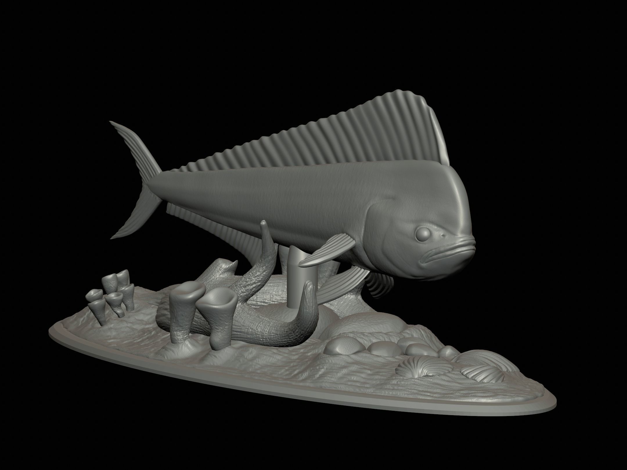 MAHI MAHI UNDERWATER STATUE DETAILED TEXTURE FOR 3D PRINTING 3D print model_23