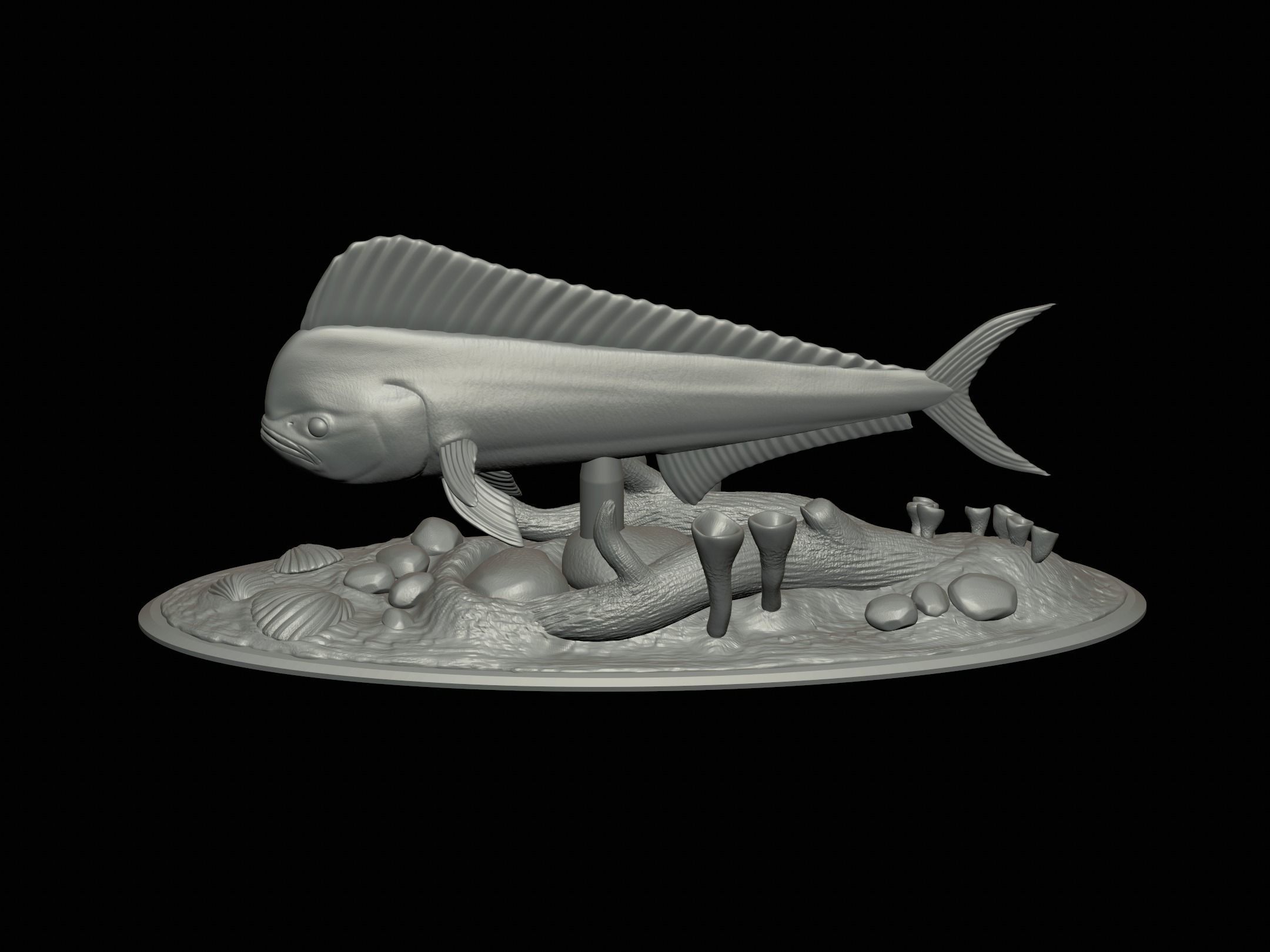MAHI MAHI UNDERWATER STATUE DETAILED TEXTURE FOR 3D PRINTING 3D print model_26