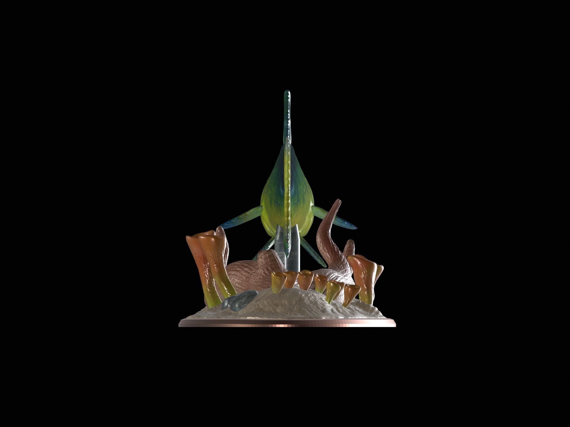 MAHI MAHI UNDERWATER STATUE DETAILED TEXTURE FOR 3D PRINTING 3D print model_4