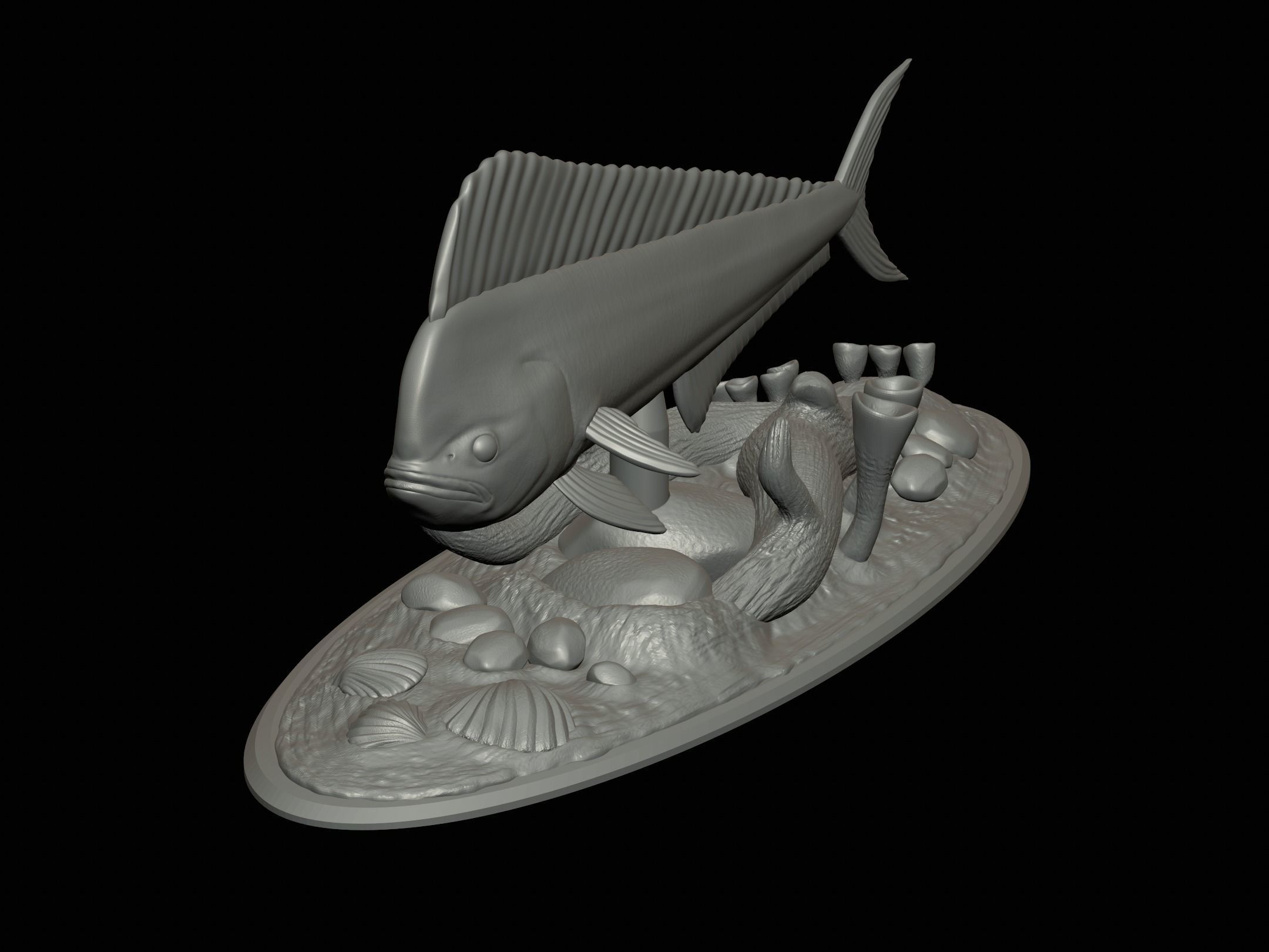 MAHI MAHI UNDERWATER STATUE DETAILED TEXTURE FOR 3D PRINTING 3D print model_24