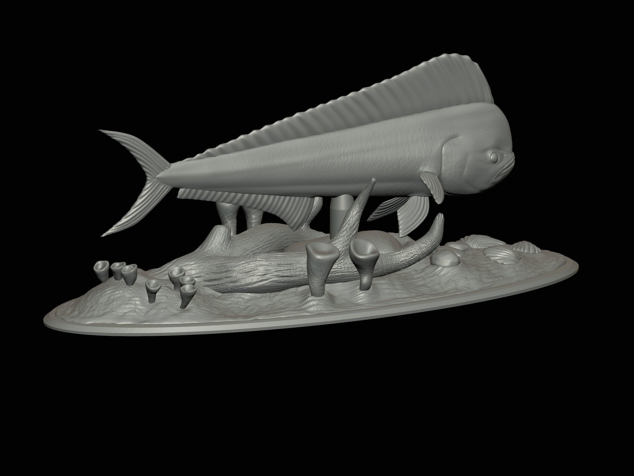 MAHI MAHI UNDERWATER STATUE DETAILED TEXTURE FOR 3D PRINTING 3D print model_21