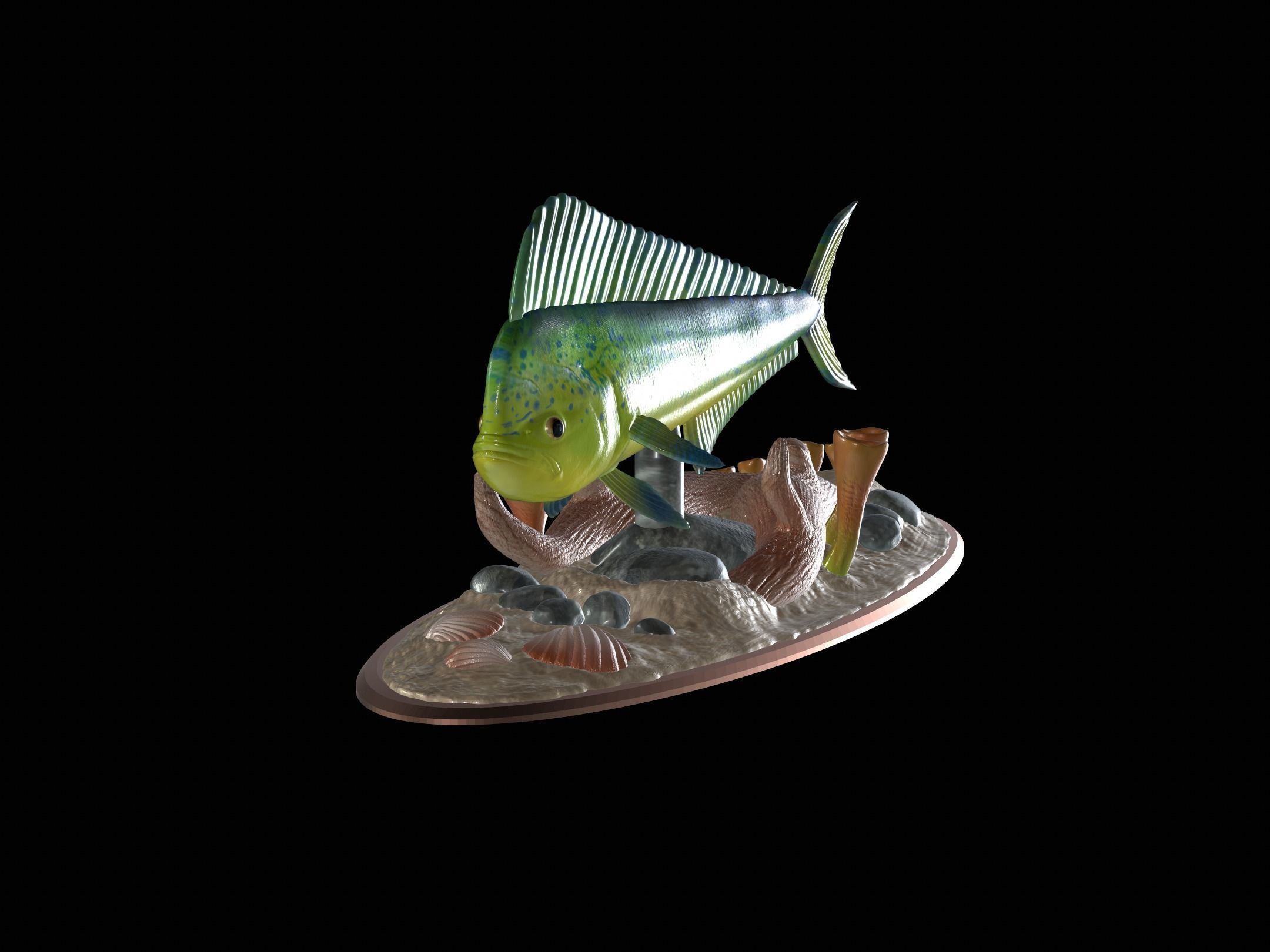 MAHI MAHI UNDERWATER STATUE DETAILED TEXTURE FOR 3D PRINTING 3D print model_14