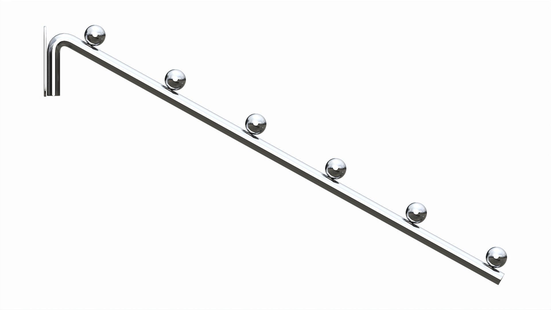 Store pegboard 6 ball waterfall faceout hook 3D model_4