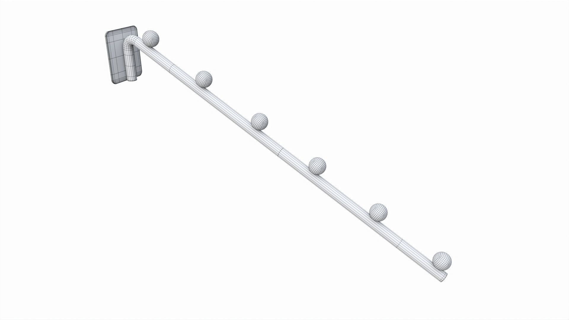 Store pegboard 6 ball waterfall faceout hook 3D model_5