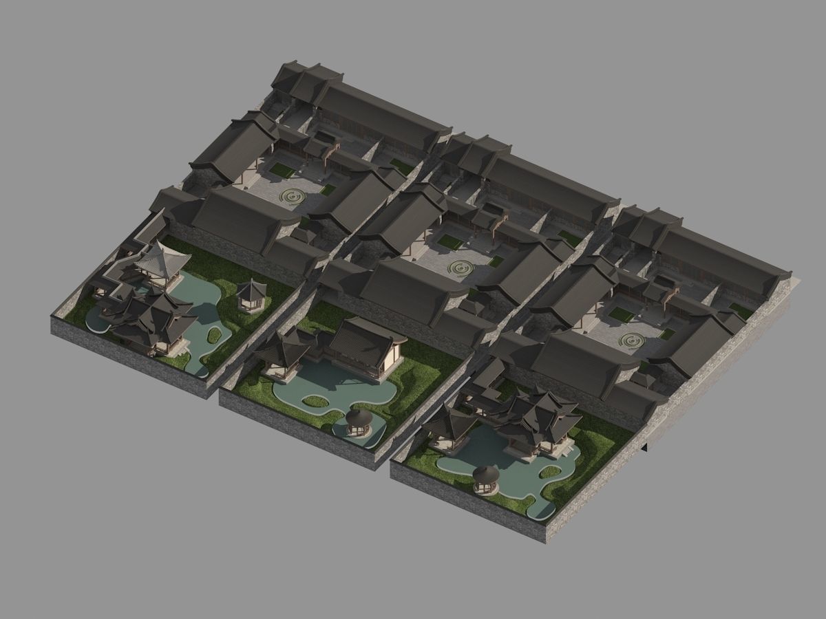 Chinese-style courtyard 3D model_22