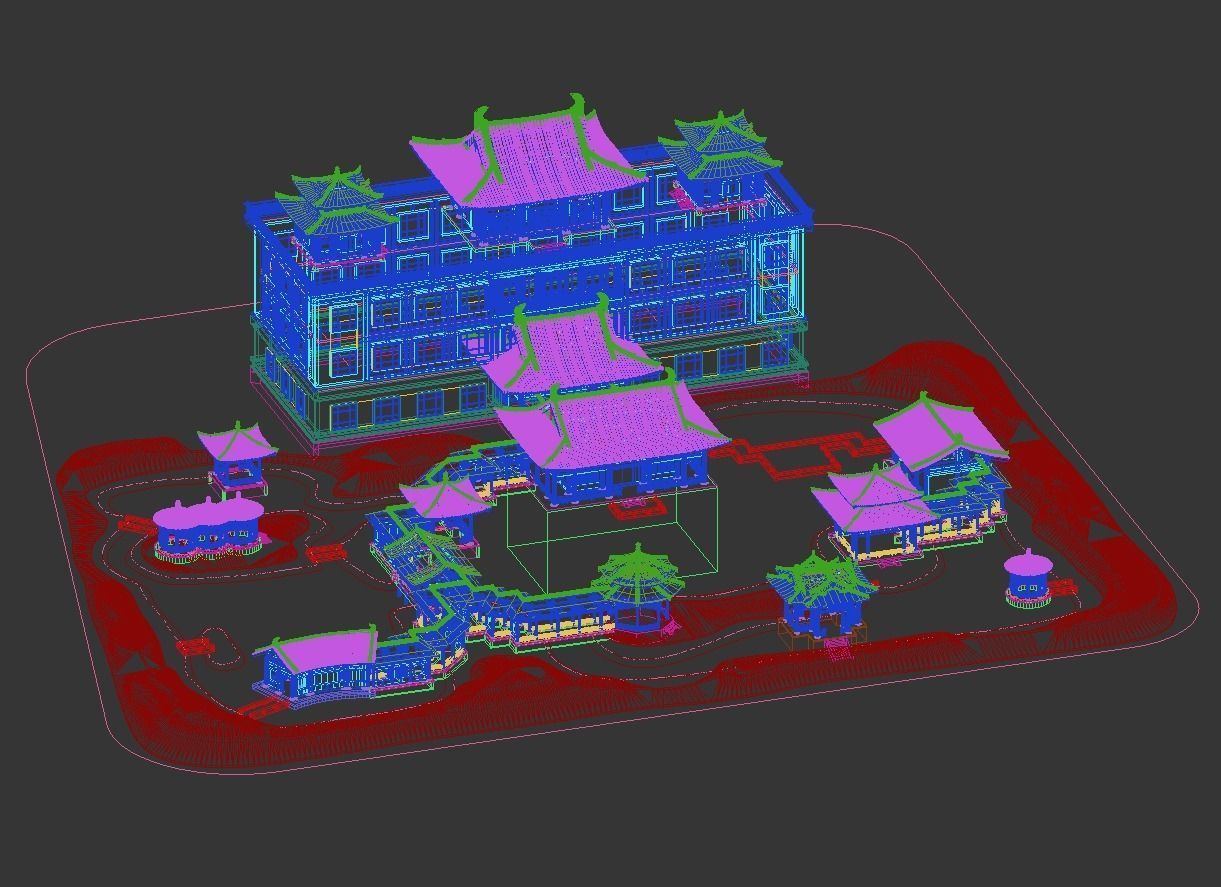 Chinese-style courtyard 3D model_10