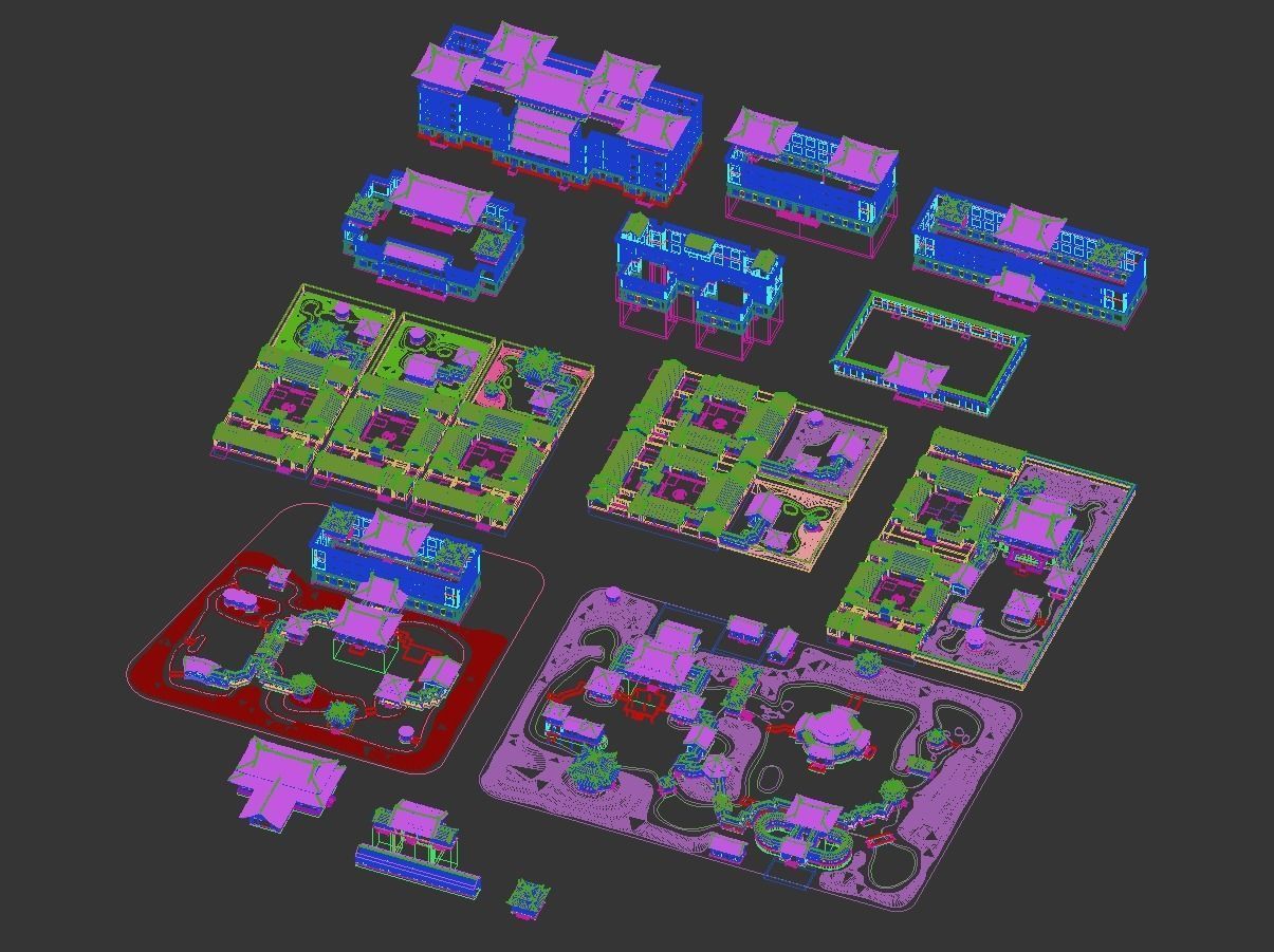 Chinese-style courtyard 3D model_36