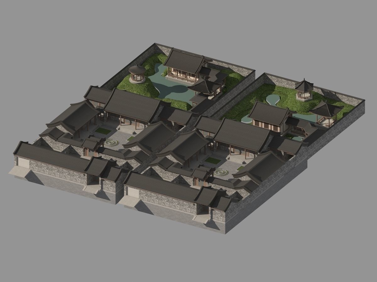 Chinese-style courtyard 3D model_26
