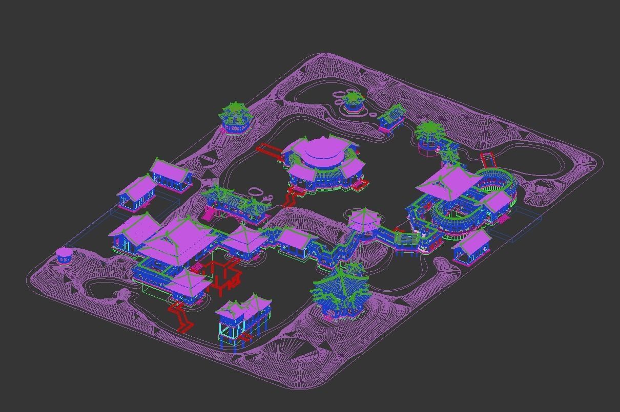 Chinese-style courtyard 3D model_5