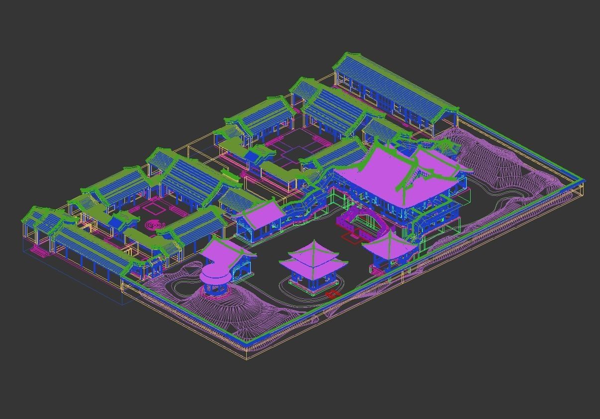 Chinese-style courtyard 3D model_16