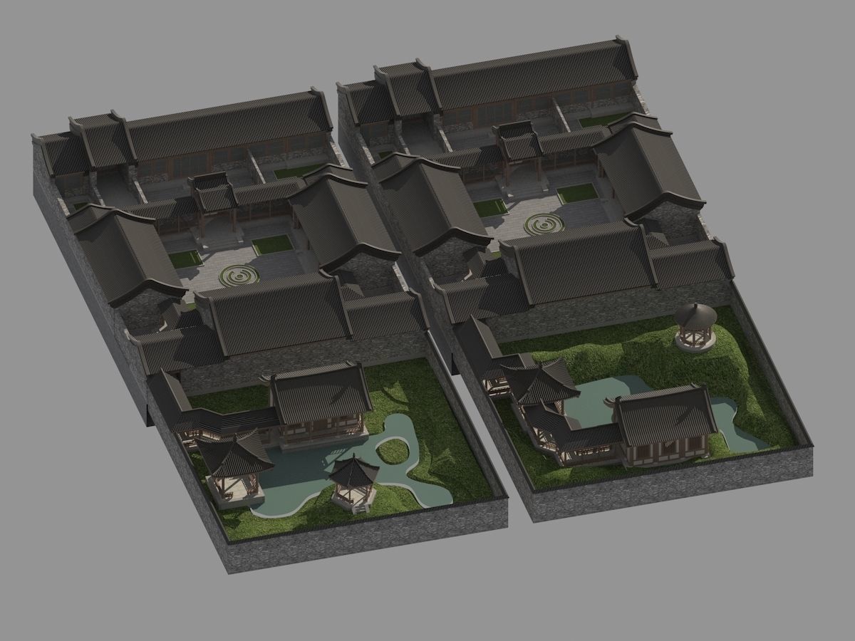 Chinese-style courtyard 3D model_28