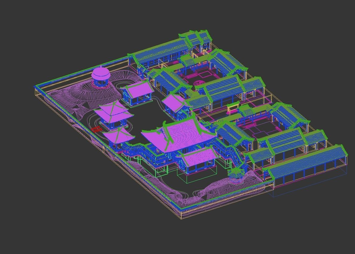 Chinese-style courtyard 3D model_17