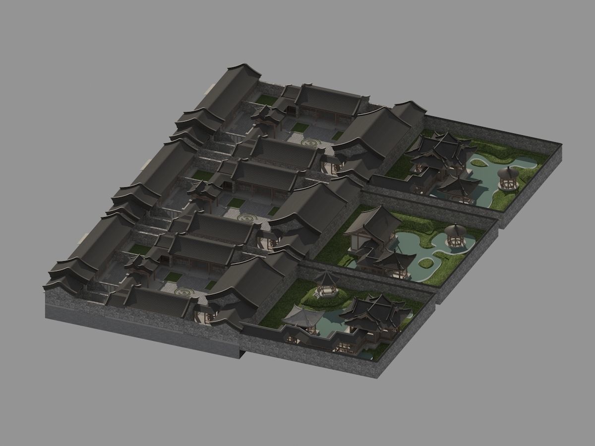 Chinese-style courtyard 3D model_21