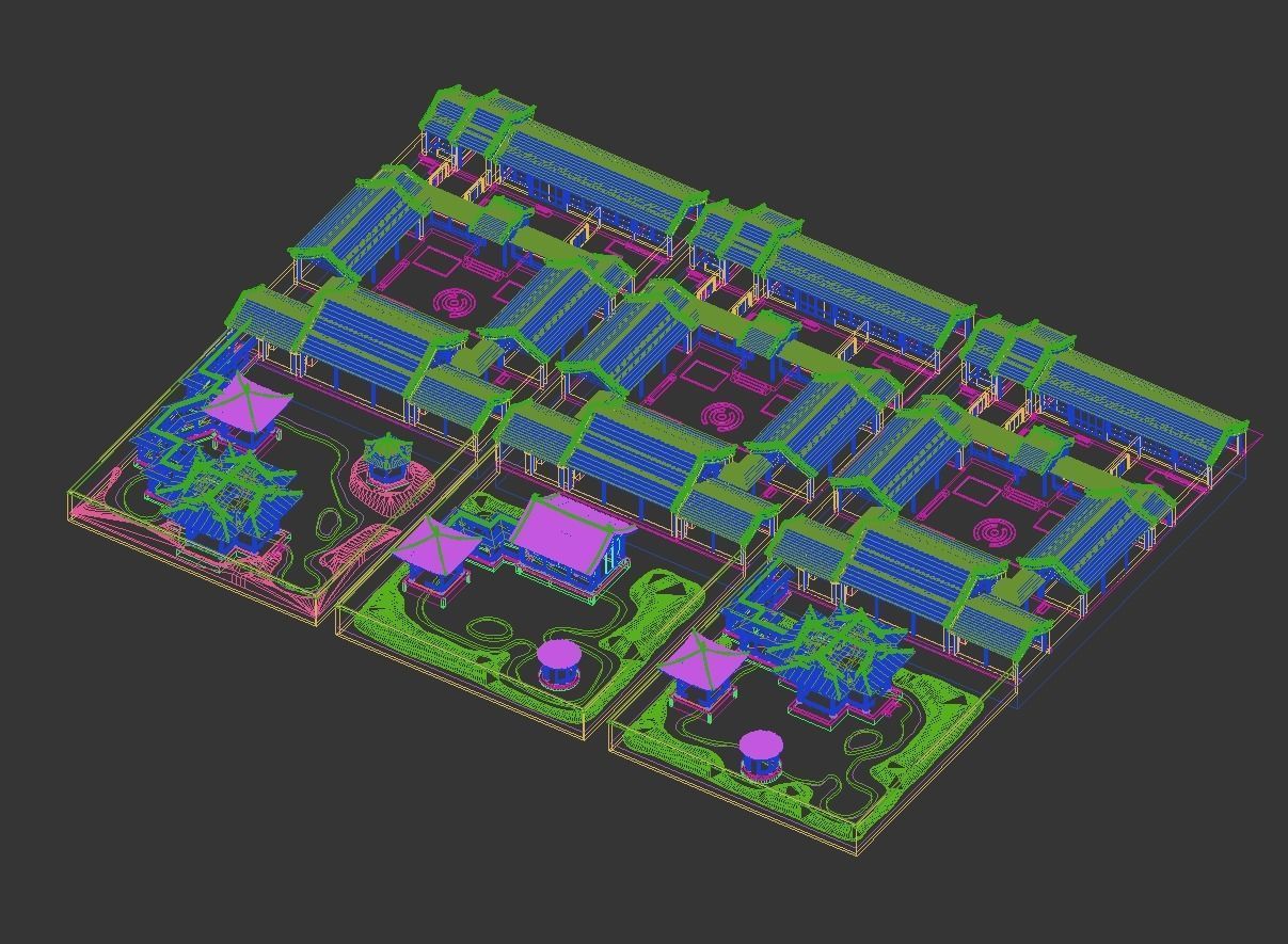 Chinese-style courtyard 3D model_23