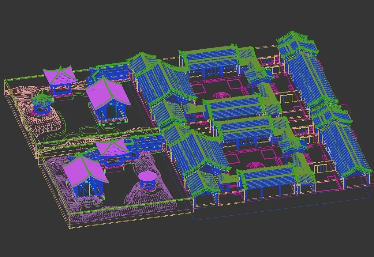Chinese-style courtyard 3D model_30