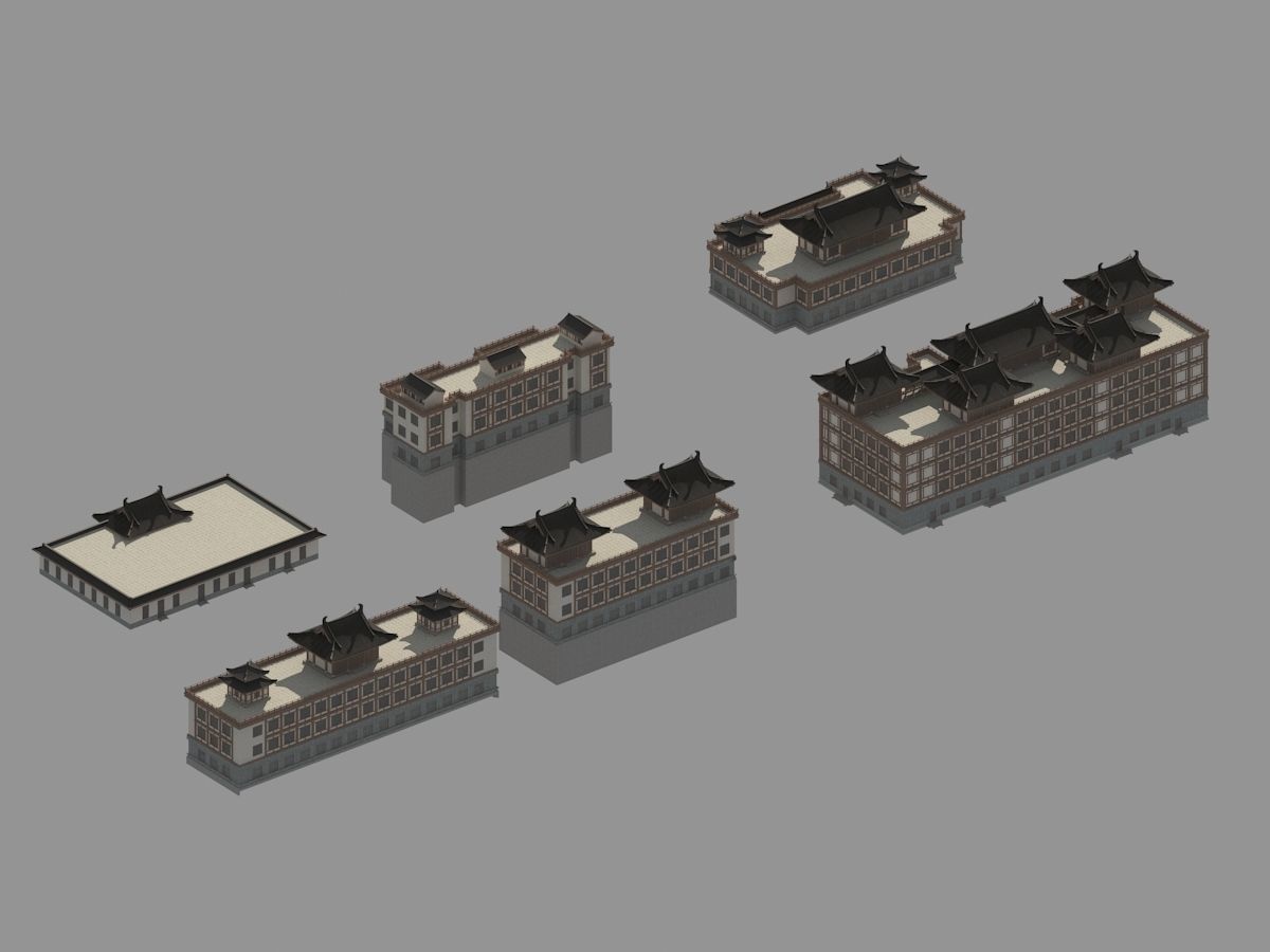 Chinese-style courtyard 3D model_33