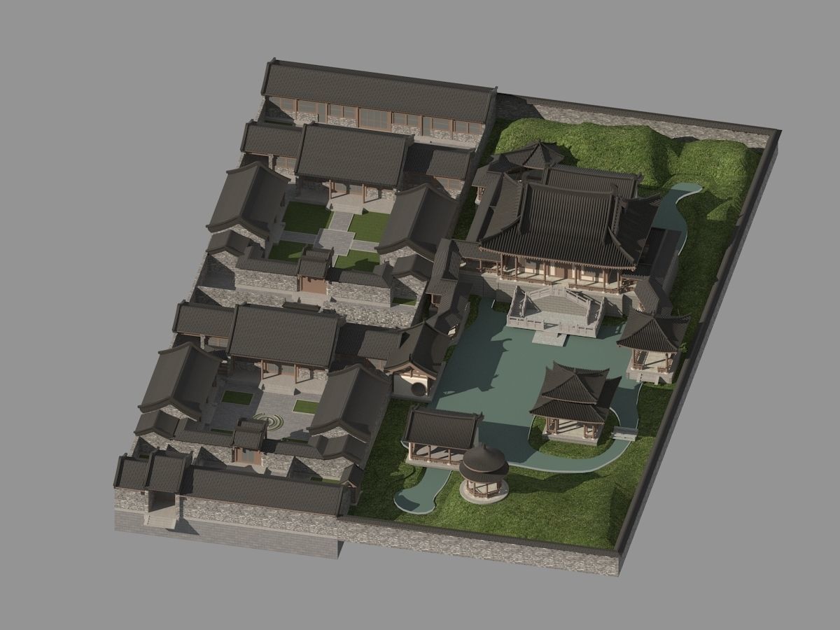 Chinese-style courtyard 3D model_13
