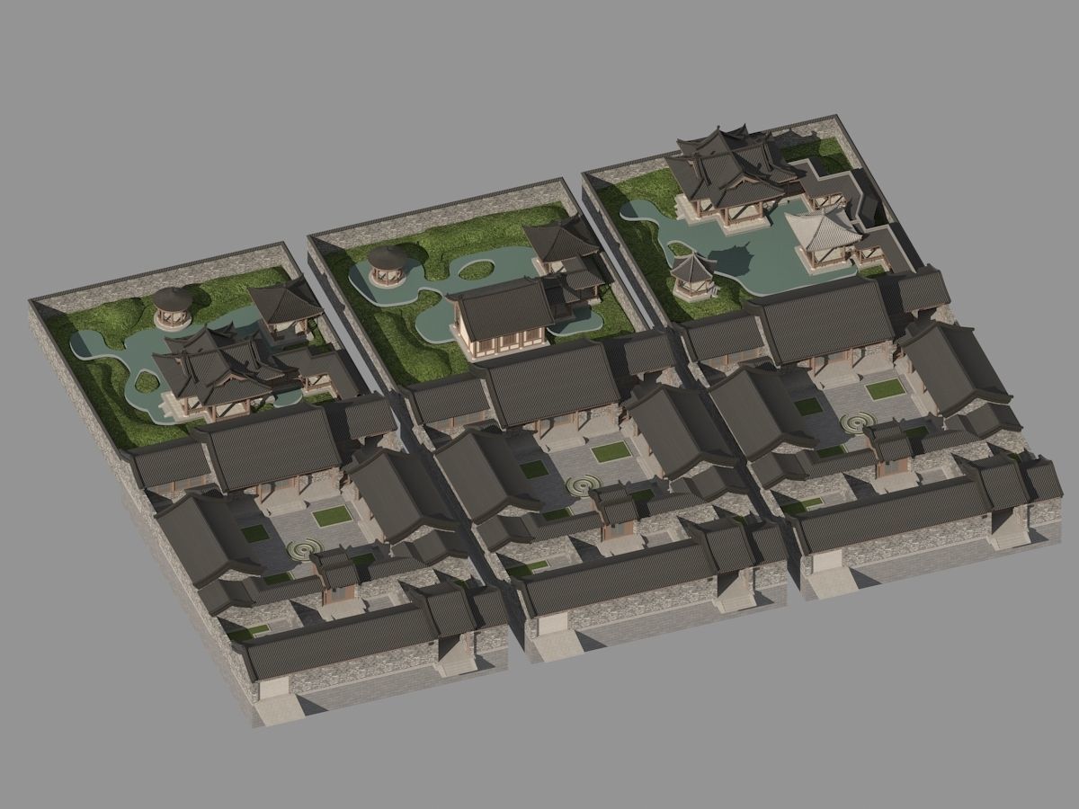 Chinese-style courtyard 3D model_19