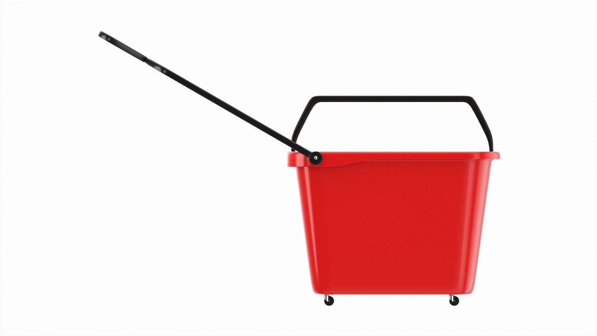 Store rolling shopping basket red 3D model_4