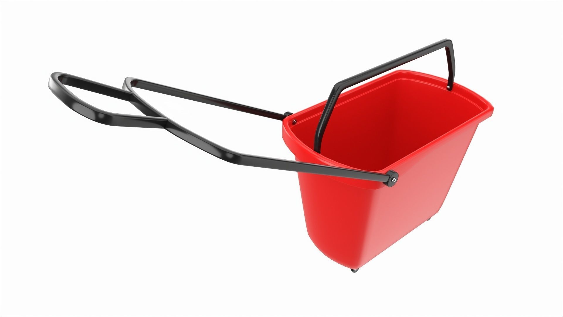 Store rolling shopping basket red 3D model_1