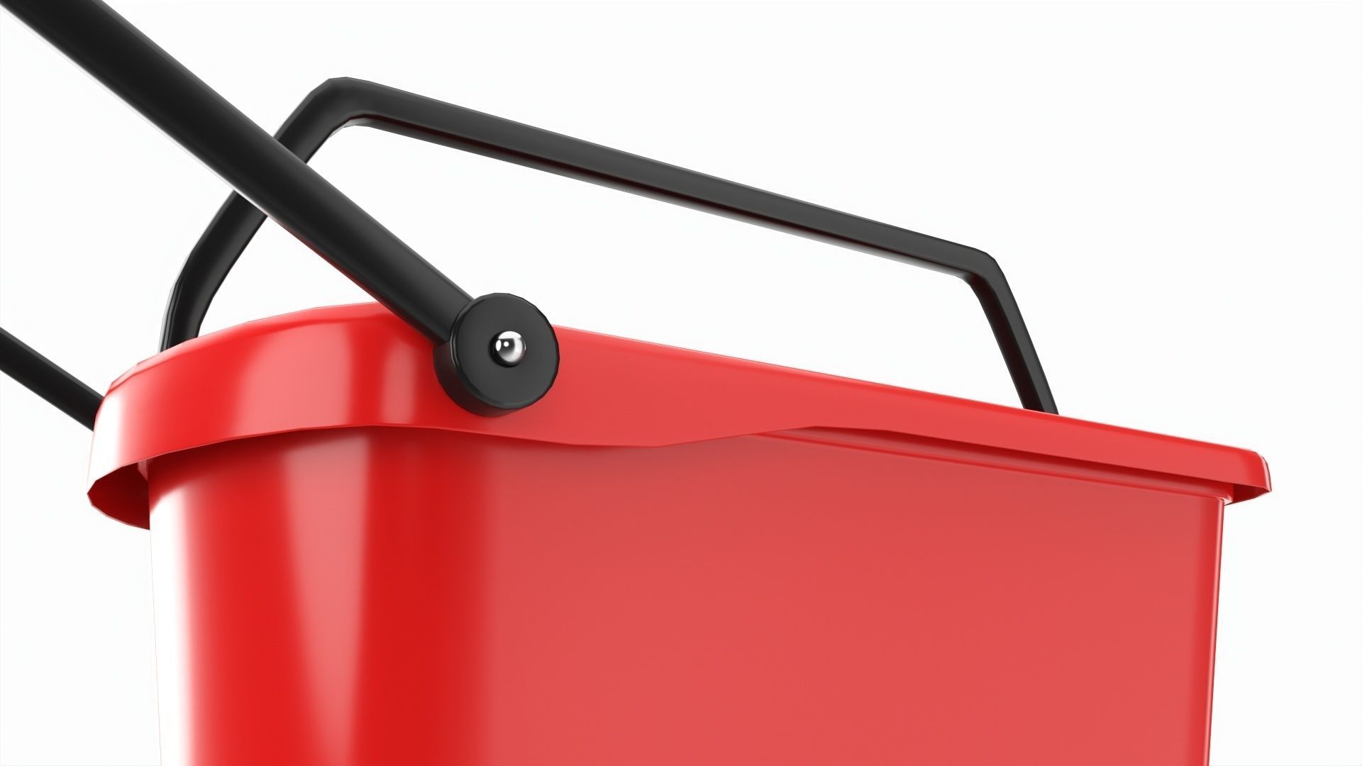 Store rolling shopping basket red 3D model_2