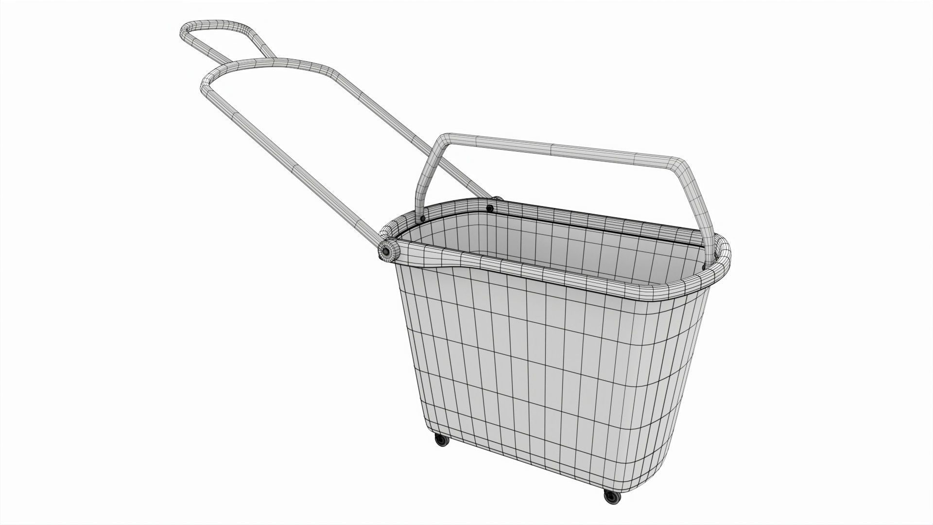 Store rolling shopping basket red 3D model_5