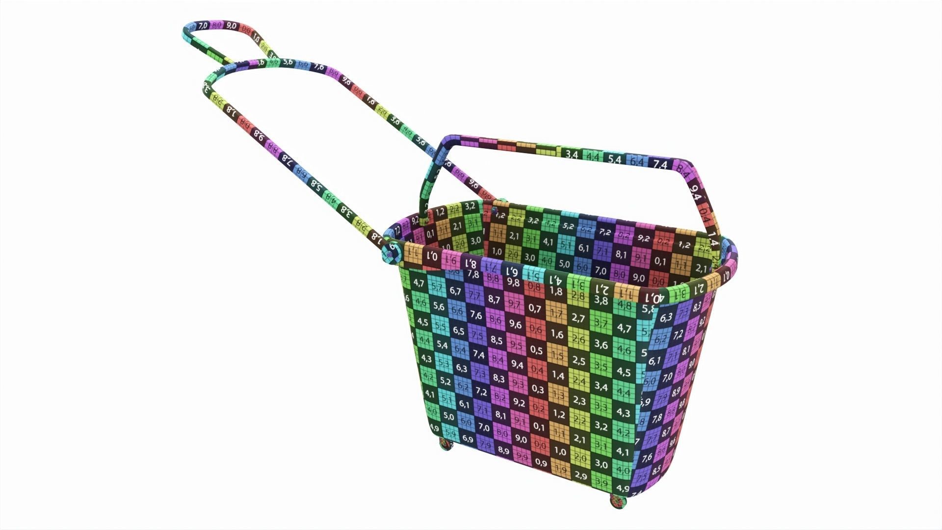 Store rolling shopping basket red 3D model_6