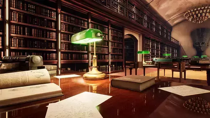 library Low-poly 3D model