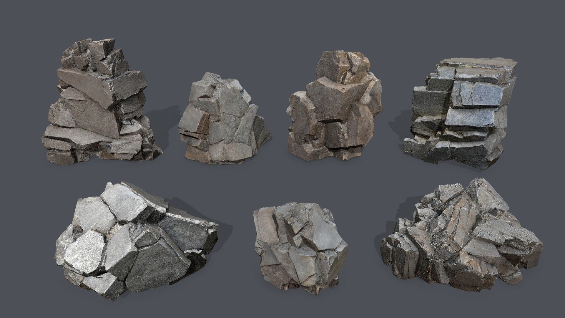cliff rocks  Low-poly 3D model_3