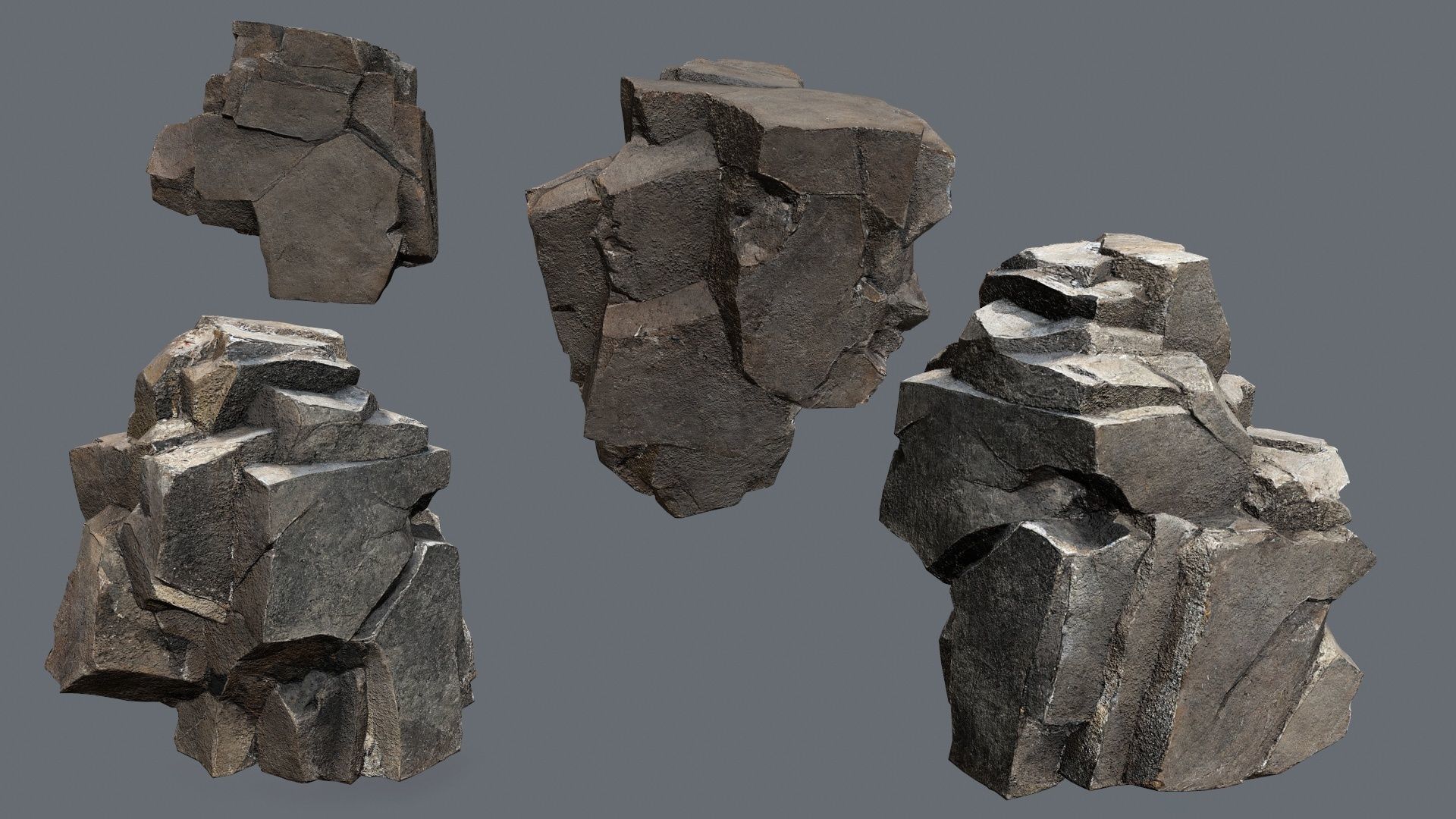 cliff rocks  Low-poly 3D model_16