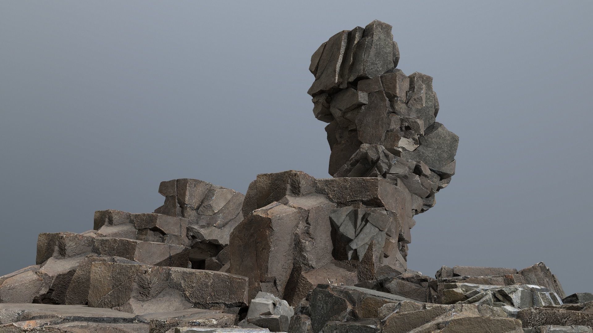 cliff rocks  Low-poly 3D model_1