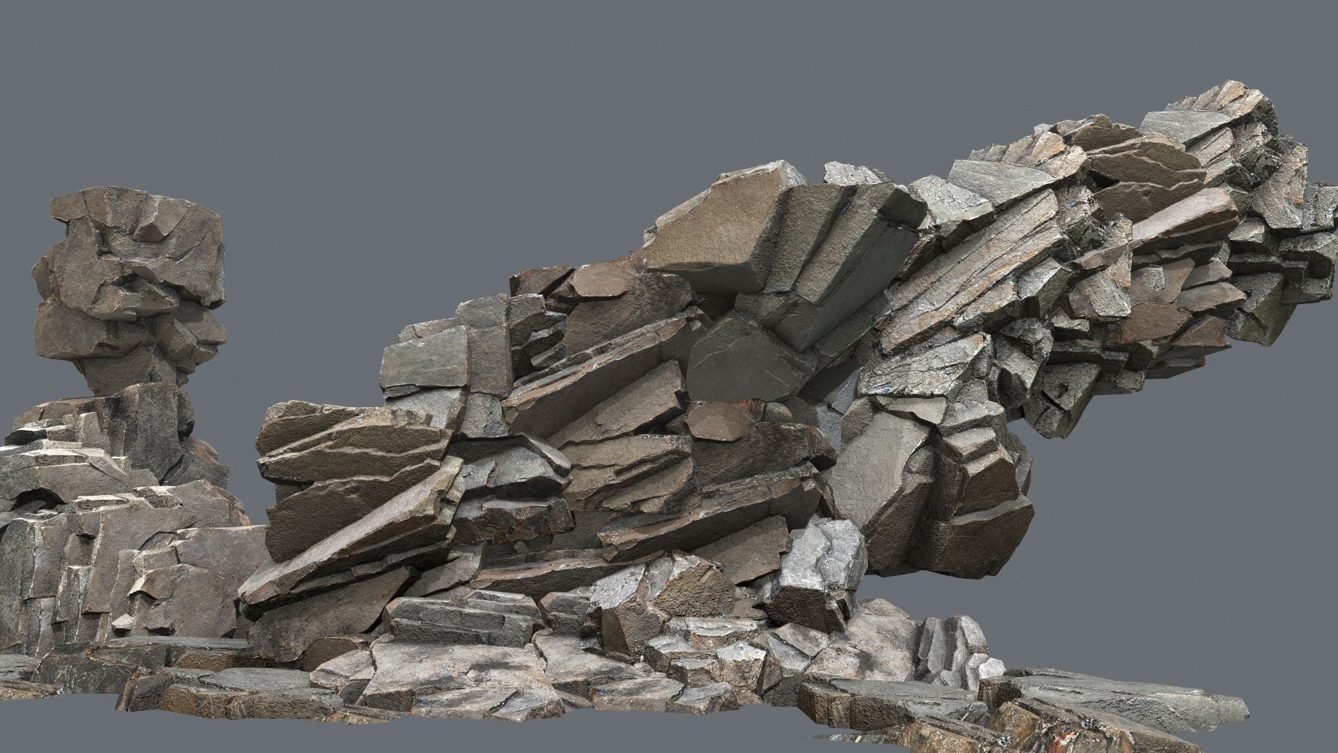 cliff rocks  Low-poly 3D model_2