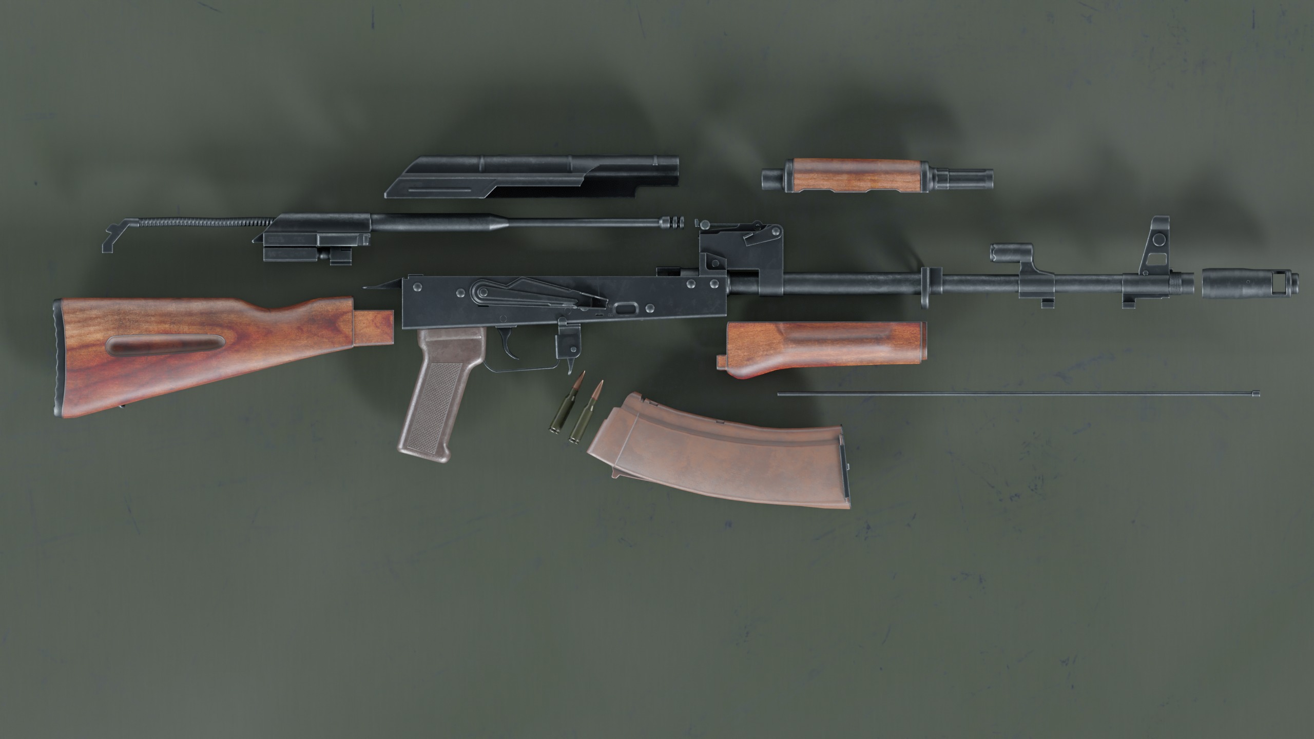 AK-74 assault rifle Low-poly 3D model_9