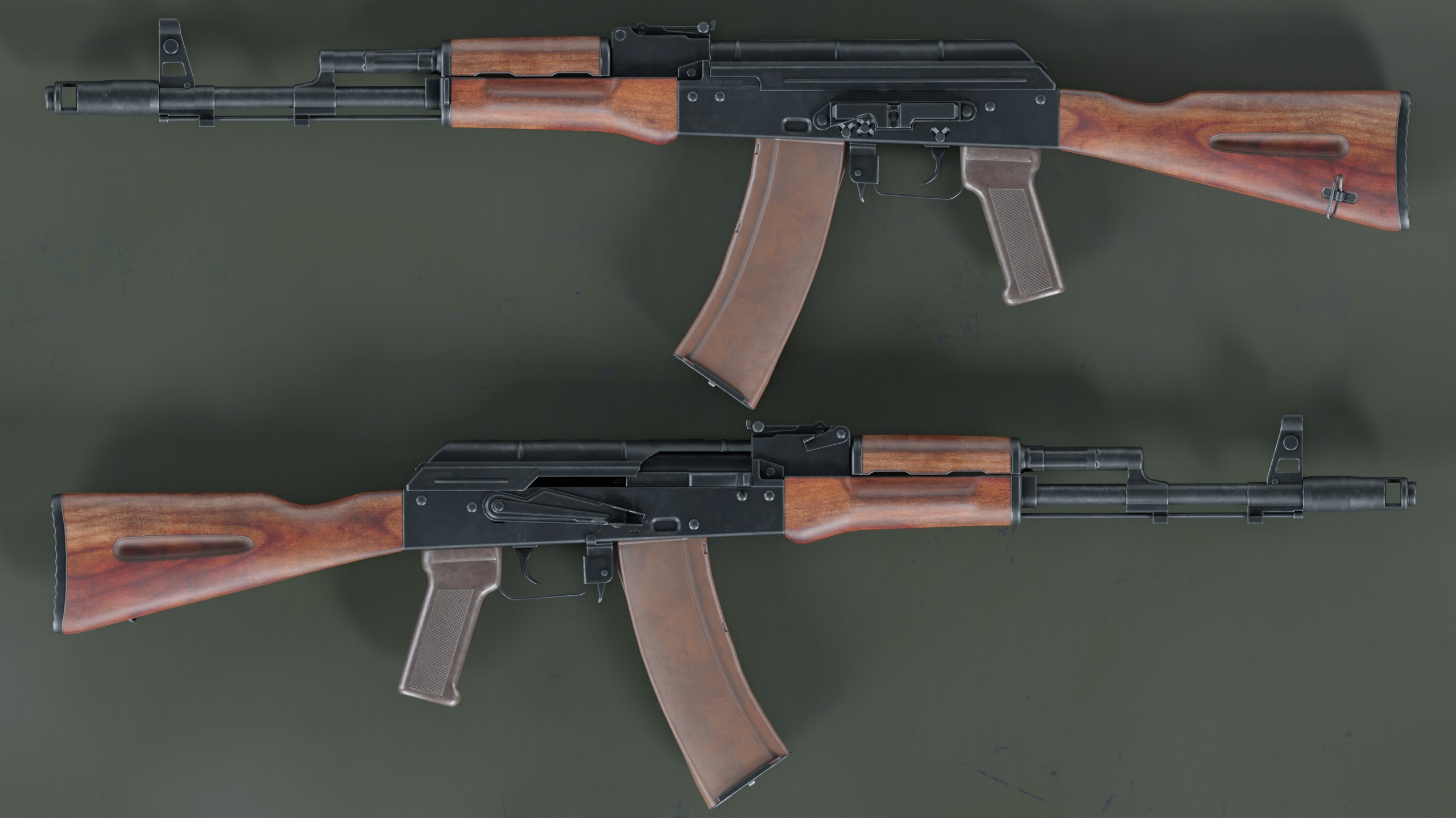 AK-74 assault rifle Low-poly 3D model_1