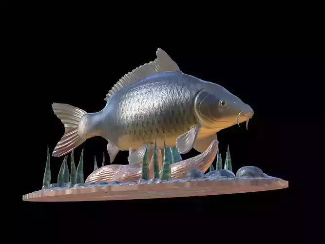 BIG CARP 2 UNDERWATER STATUE DETAILED TEXTURE FOR 3D PRINTING 3D print model