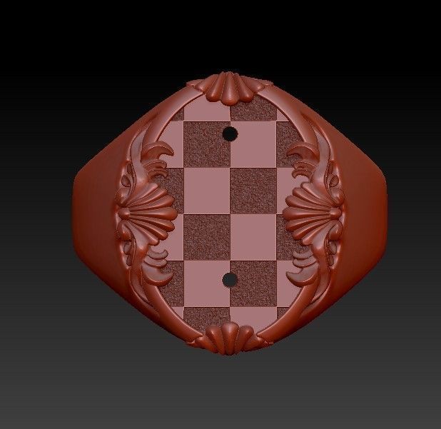 Chess Queen Ring floral scrolls 3D print model_18
