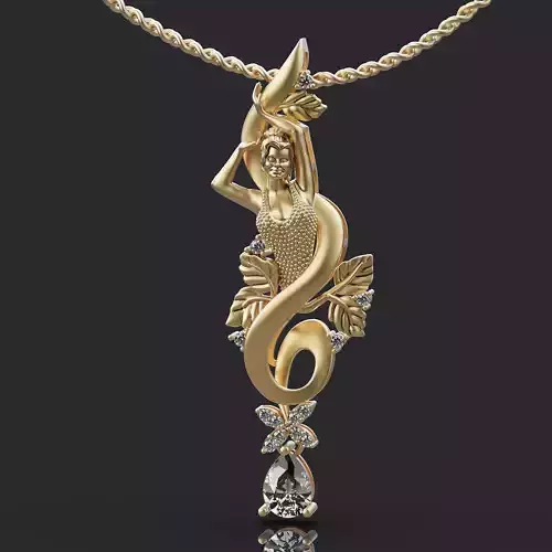 Woman pendant silver gold jewelry printable 3D model
