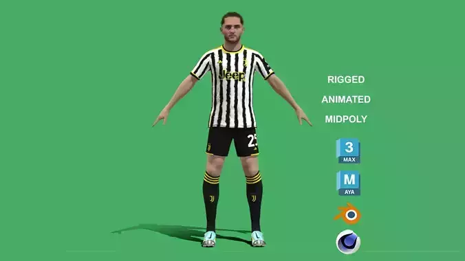 3D Rigged Adrien Rabiot Juventus 2024
