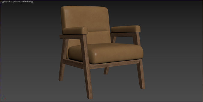 Arnee Wooden Upholstered Armchair 3D model 6